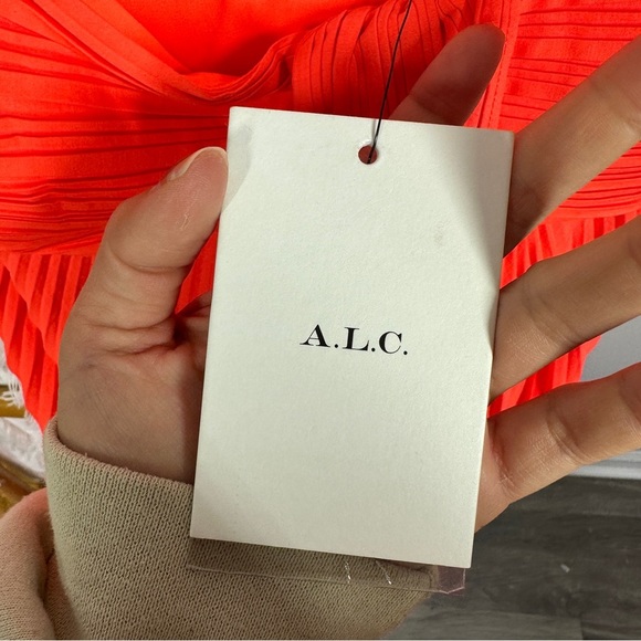 NWT A.L.C. Neon Orange Marbury One Shoulder Dress sz 0 - Picture 5 of 8